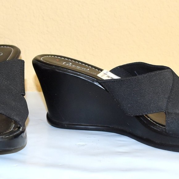 PREVIEW INTERNATIONAL WOMEN'S LEATHER WEDGE SLIP ONS, 3" HEEL, SIZE 9M, EUC! - Picture 5 of 9